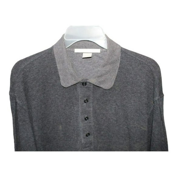 Perry Ellis Long Sleeve Gray Collared Polo Shirt / Size: L - Picture 3 of 7